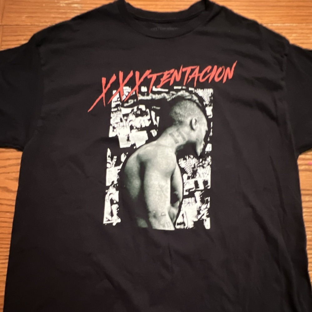 XXXTENTACION Mens Shirt XL Black Graphic Print Hip Hop Cotton Short‎ Sleeve